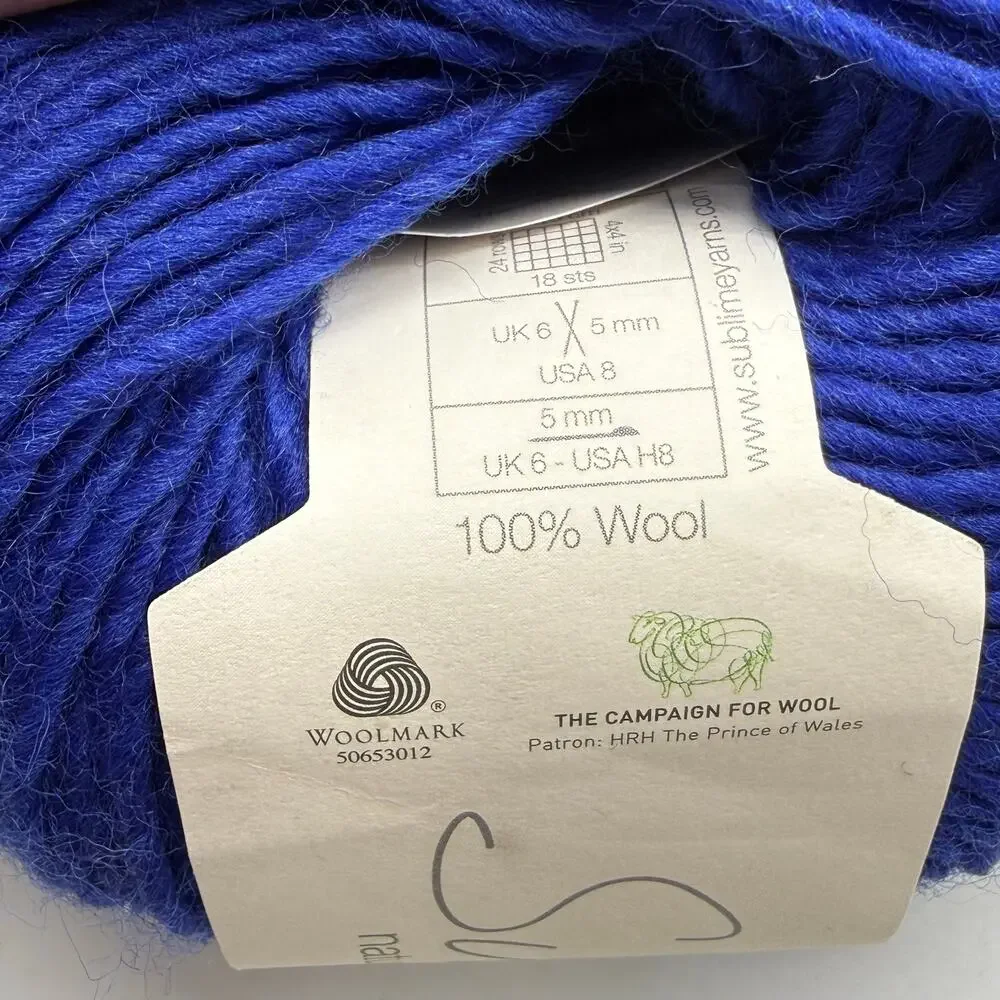 Sublime Natural Aran Yarn 100% Wool Cobalt Blue 422 Lot of 4 Skeins 50g England